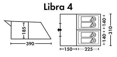 Каркасно-дуговая кемпинговая палатка Libra 4