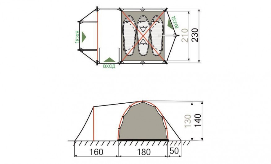 Палатка RockLand Discoverer 3+, трехместная