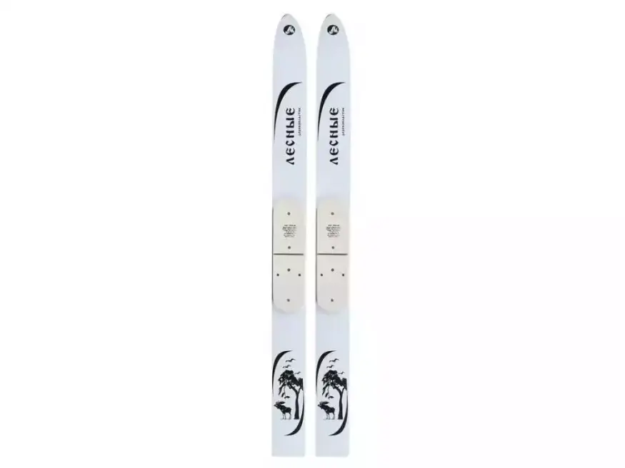 Лыжи Лесные, дерево-пластик, длина 175 см, ширина 11 см, с накладками