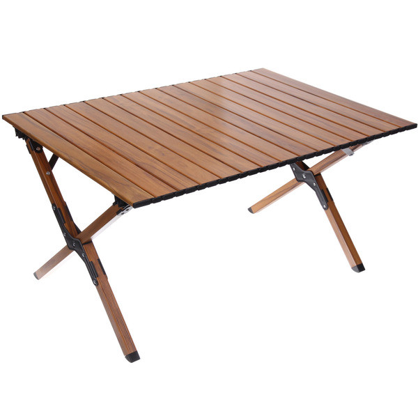 Стол кемпинговый складной 86*58*44 см, цвет: светлое дерево, каркас алюминий