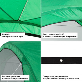 Палатка-шатер 1264 4х4х2,65/2м полиэстер, Green Glade